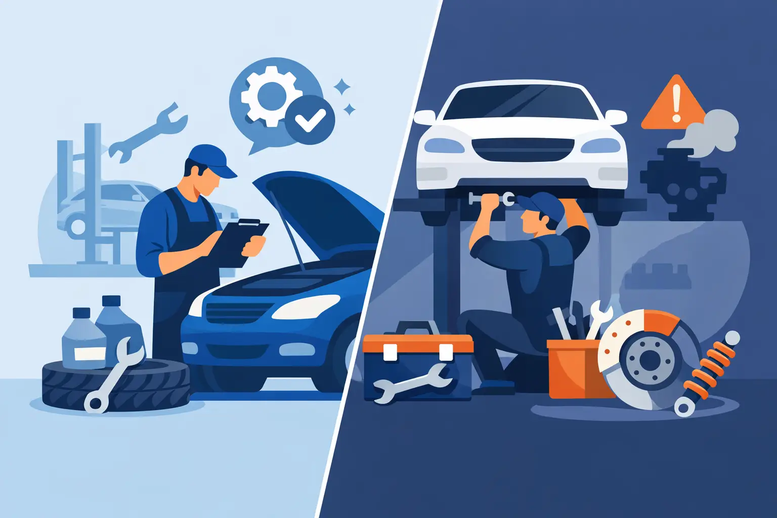 Skillnad service och reparation på bilen