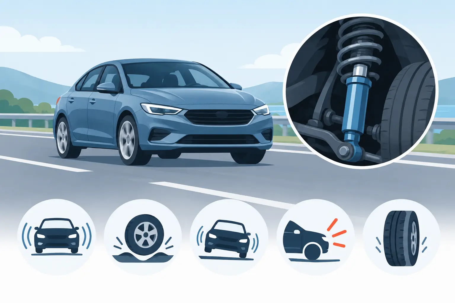 Fem tecken på dåliga stötdämpare på bilen